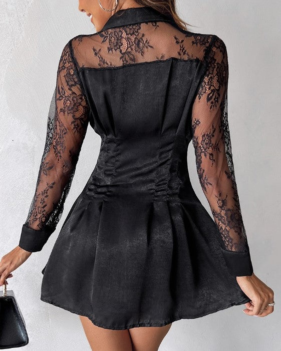 Delilah | Women's Button Front Lace Mini Dress