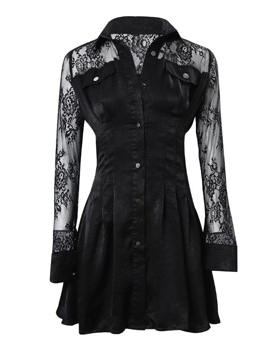 Delilah | Women's Button Front Lace Mini Dress