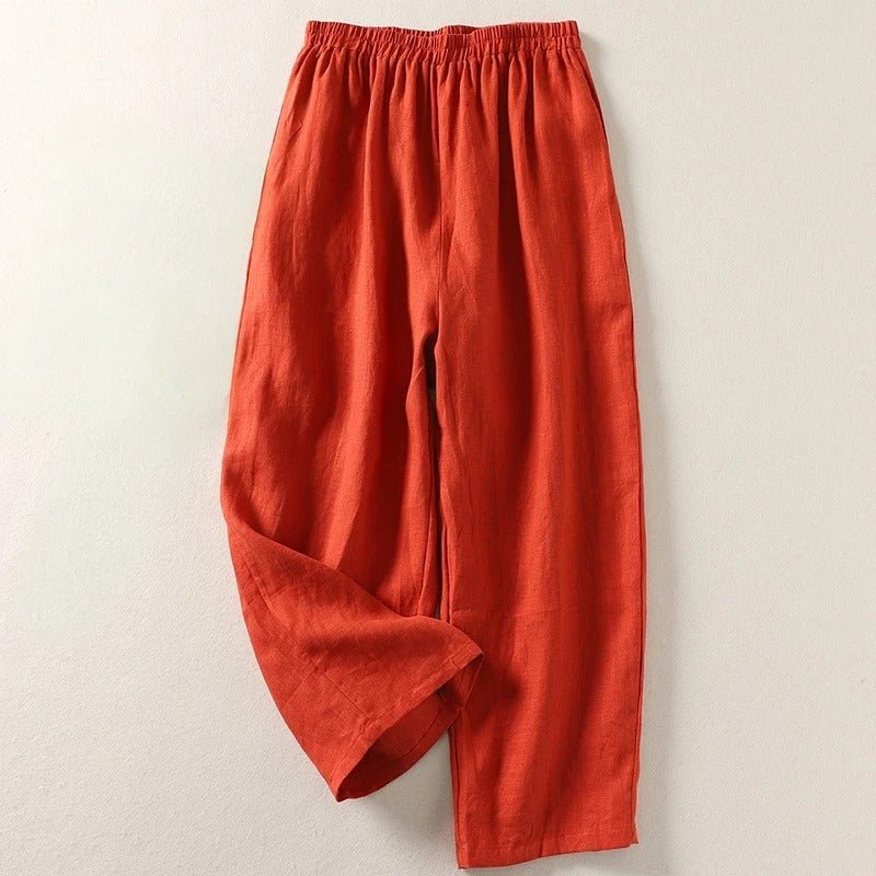 Delphine linen trousers elastic waist - front view