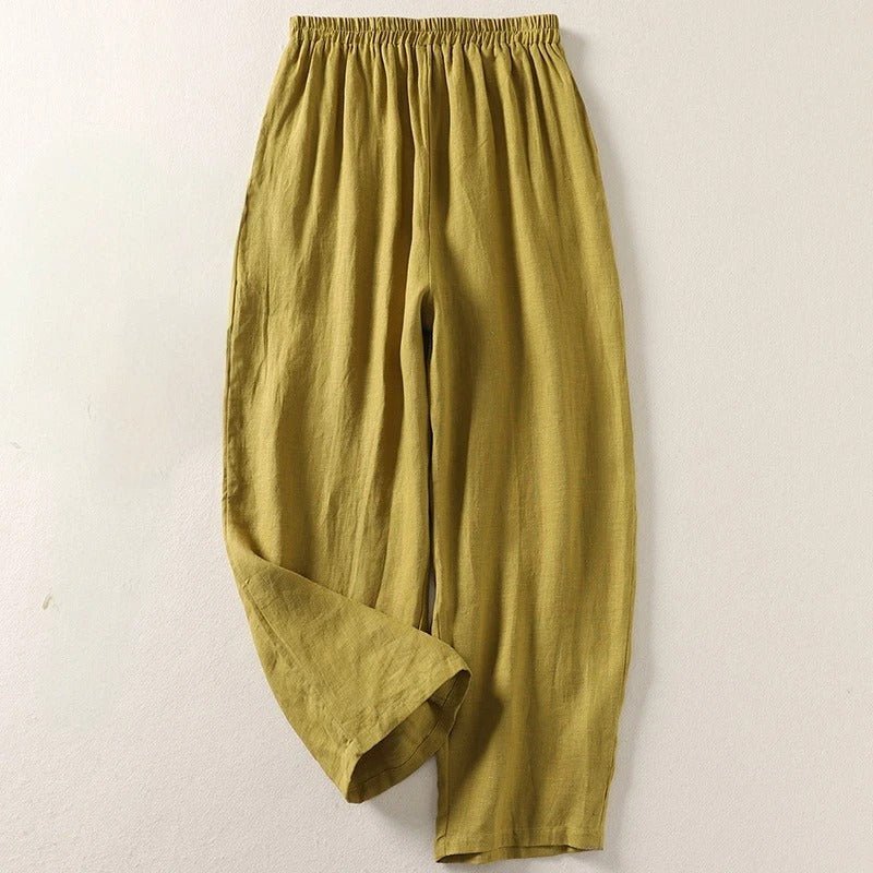 Delphine linen trousers elastic waist - side view