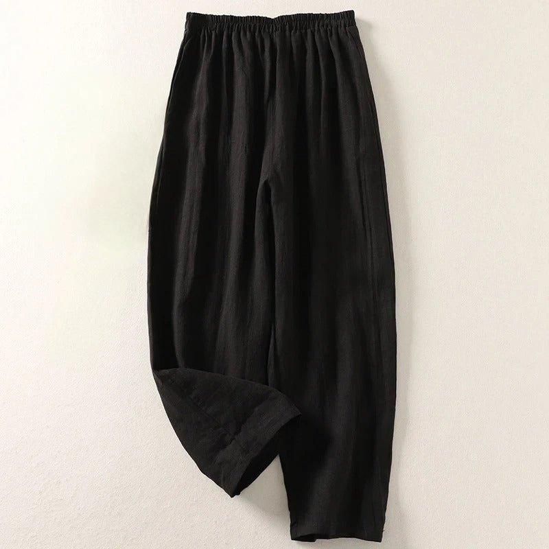 Delphine linen trousers elastic waist - back view