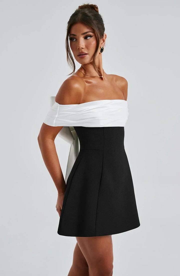 Selena | Off-Shoulder Contrast Mini Dress