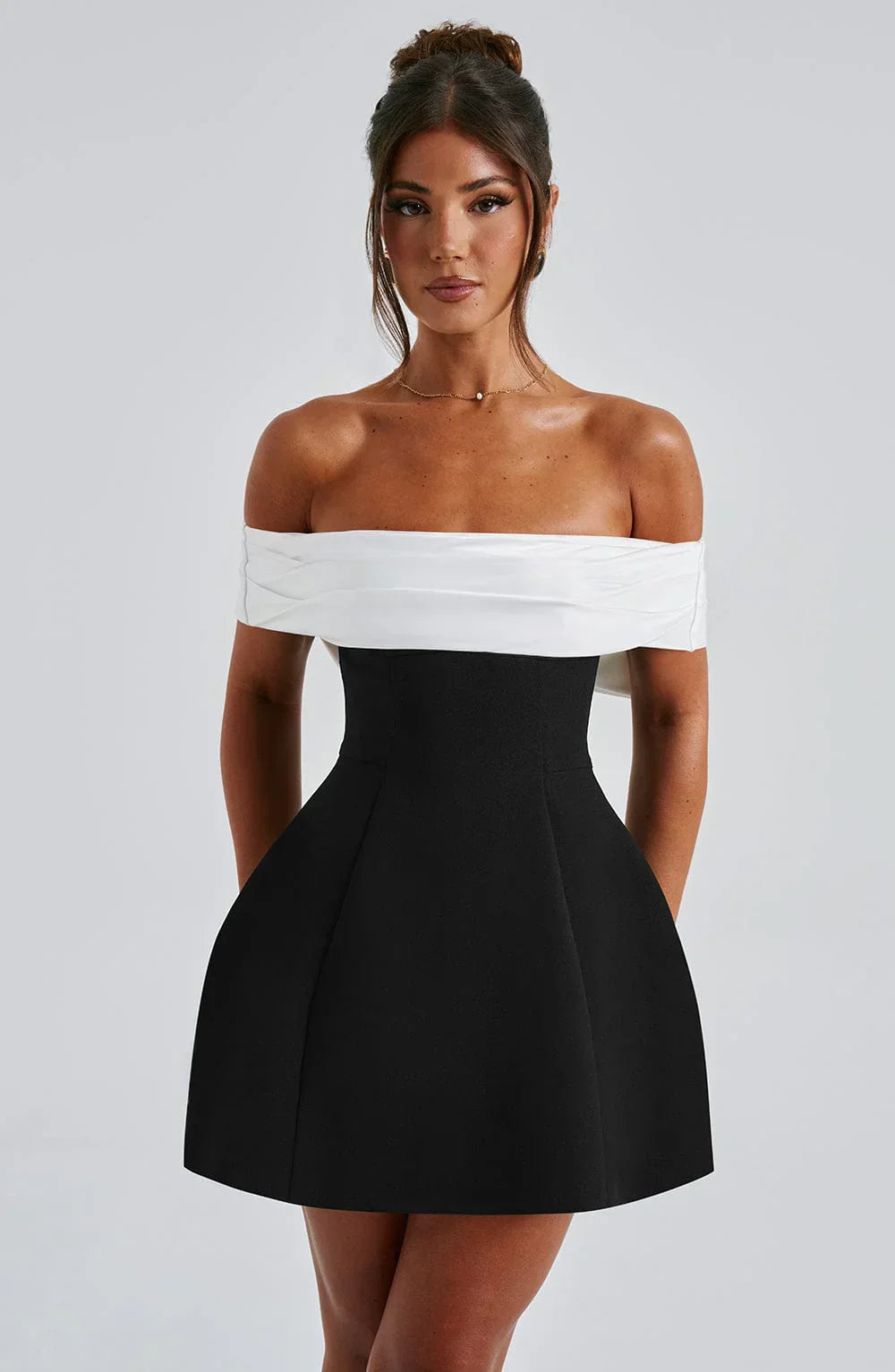 Selena | Off-Shoulder Contrast Mini Dress