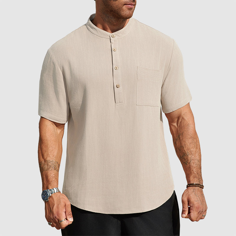 Dennis | Linen-Blend Short Sleeve Henley Shirt