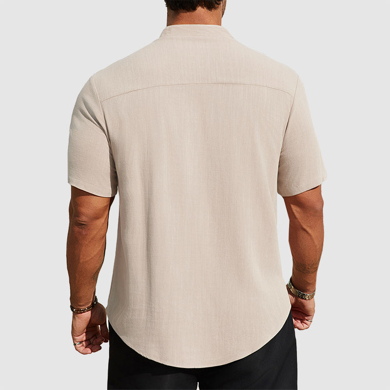 Dennis | Linen-Blend Short Sleeve Henley Shirt