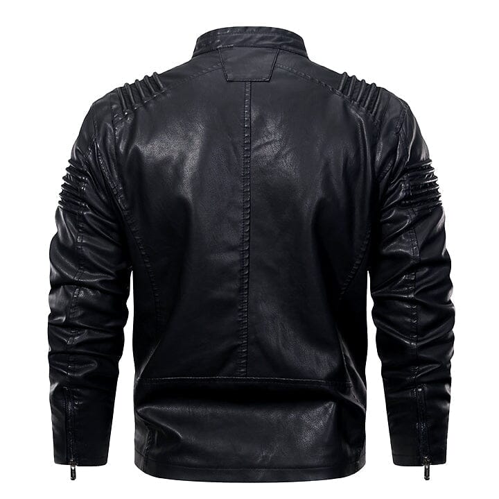 Desmond slim-fit faux leather biker jacket, view 2