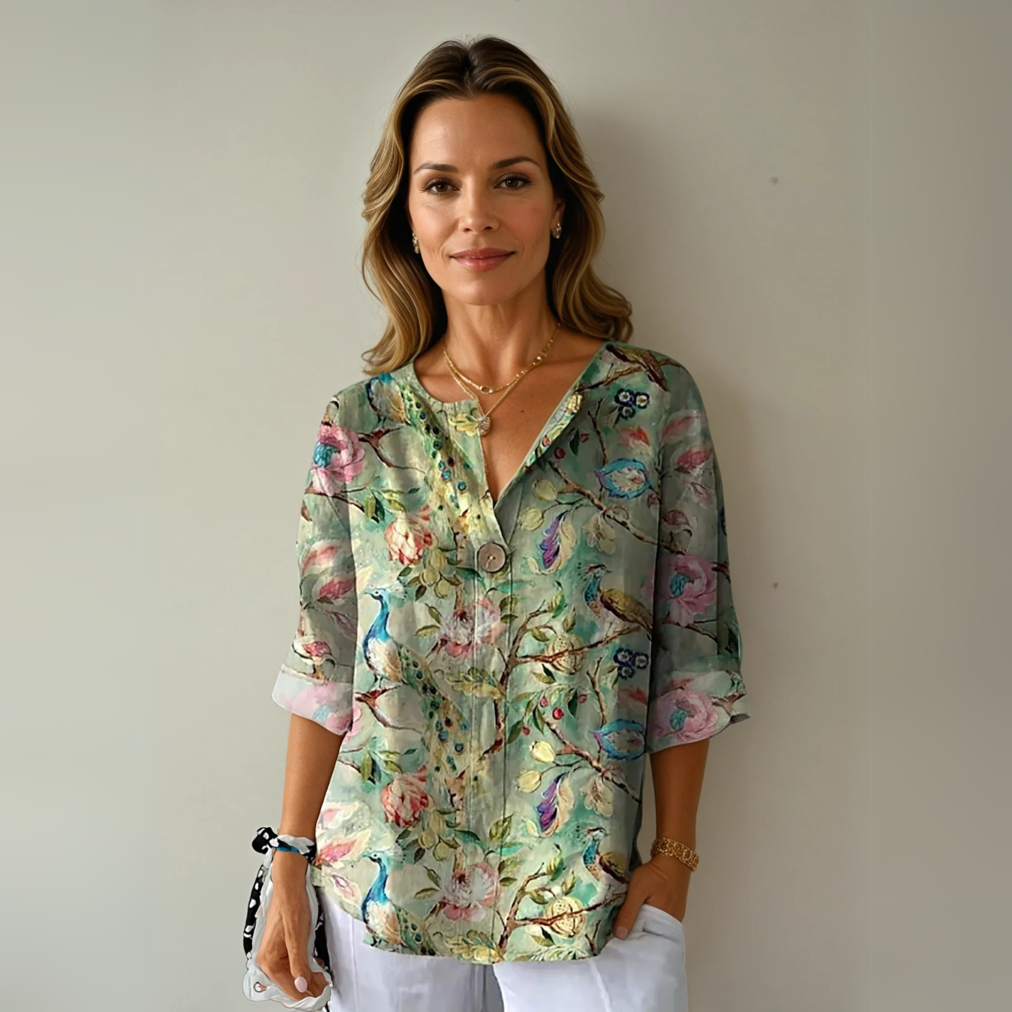 Diana | Relaxed Fit Floral Button Blouse