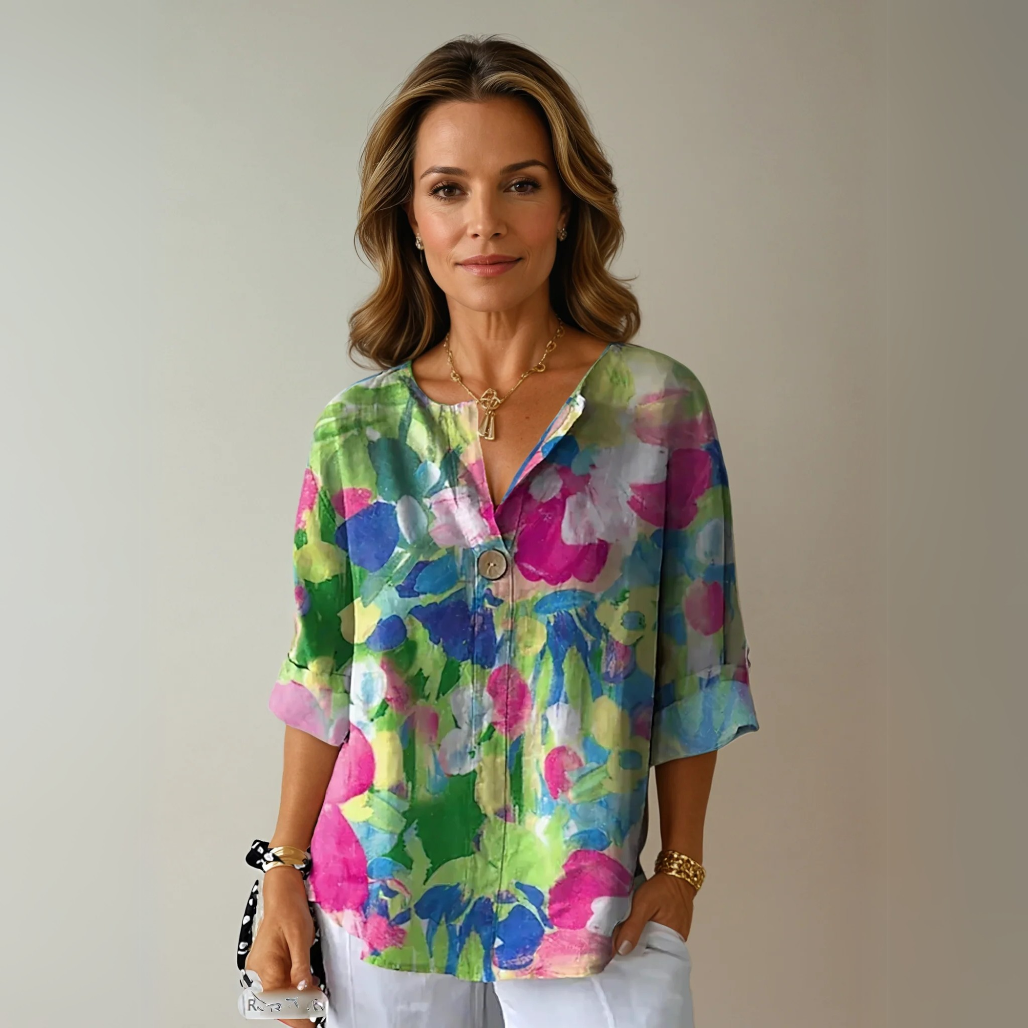 Diana | Relaxed Fit Floral Button Blouse
