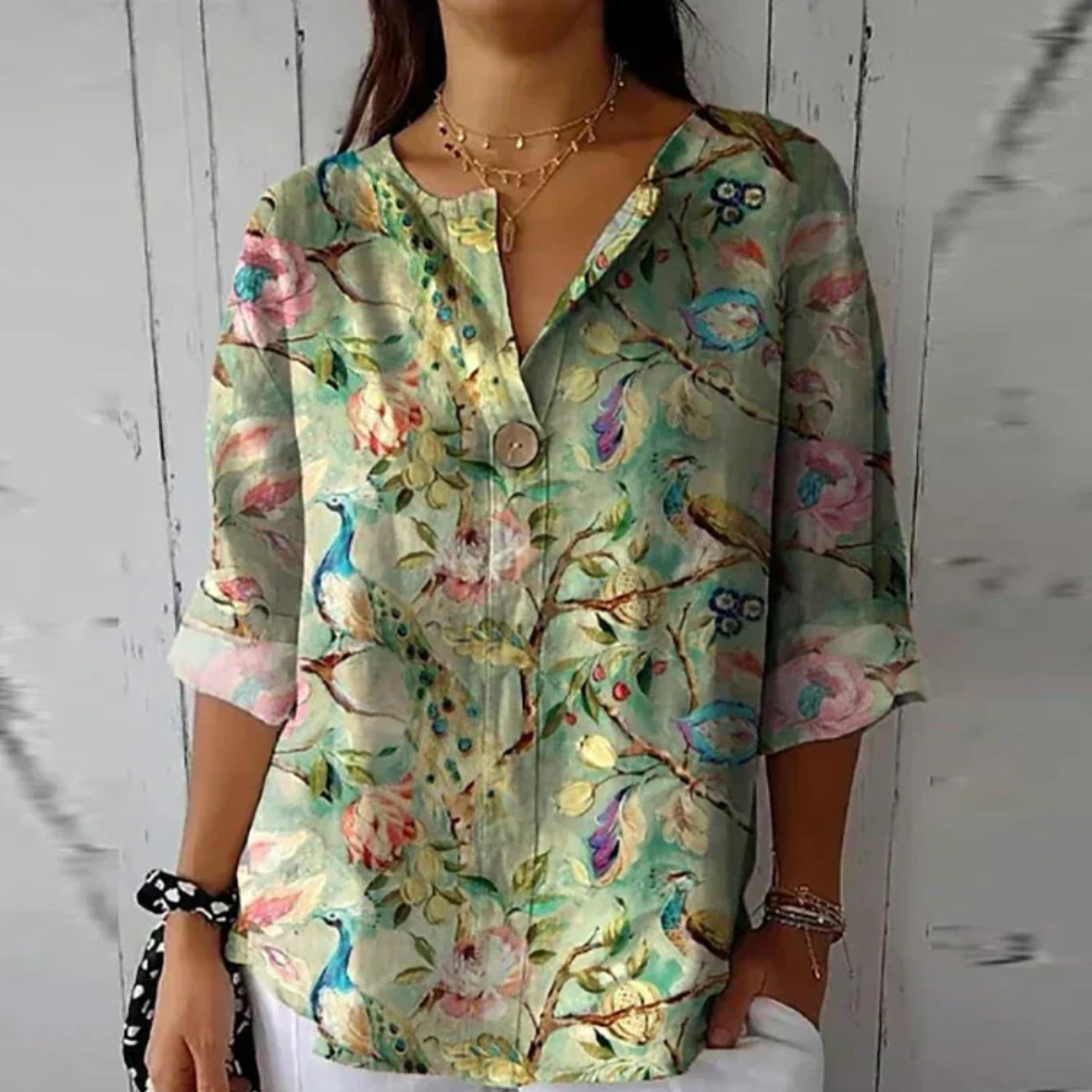 Diana | Relaxed Fit Floral Button Blouse