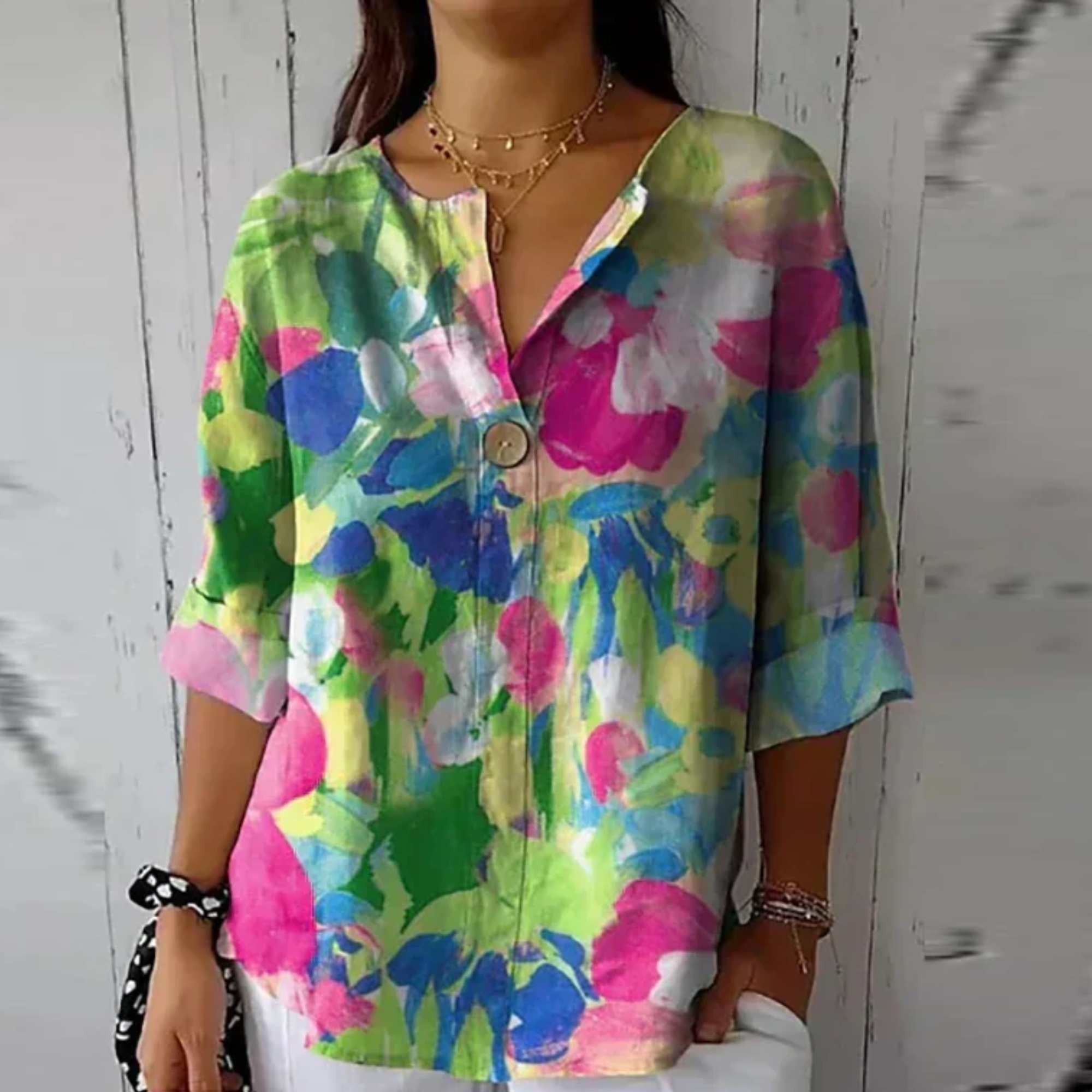 Diana | Relaxed Fit Floral Button Blouse