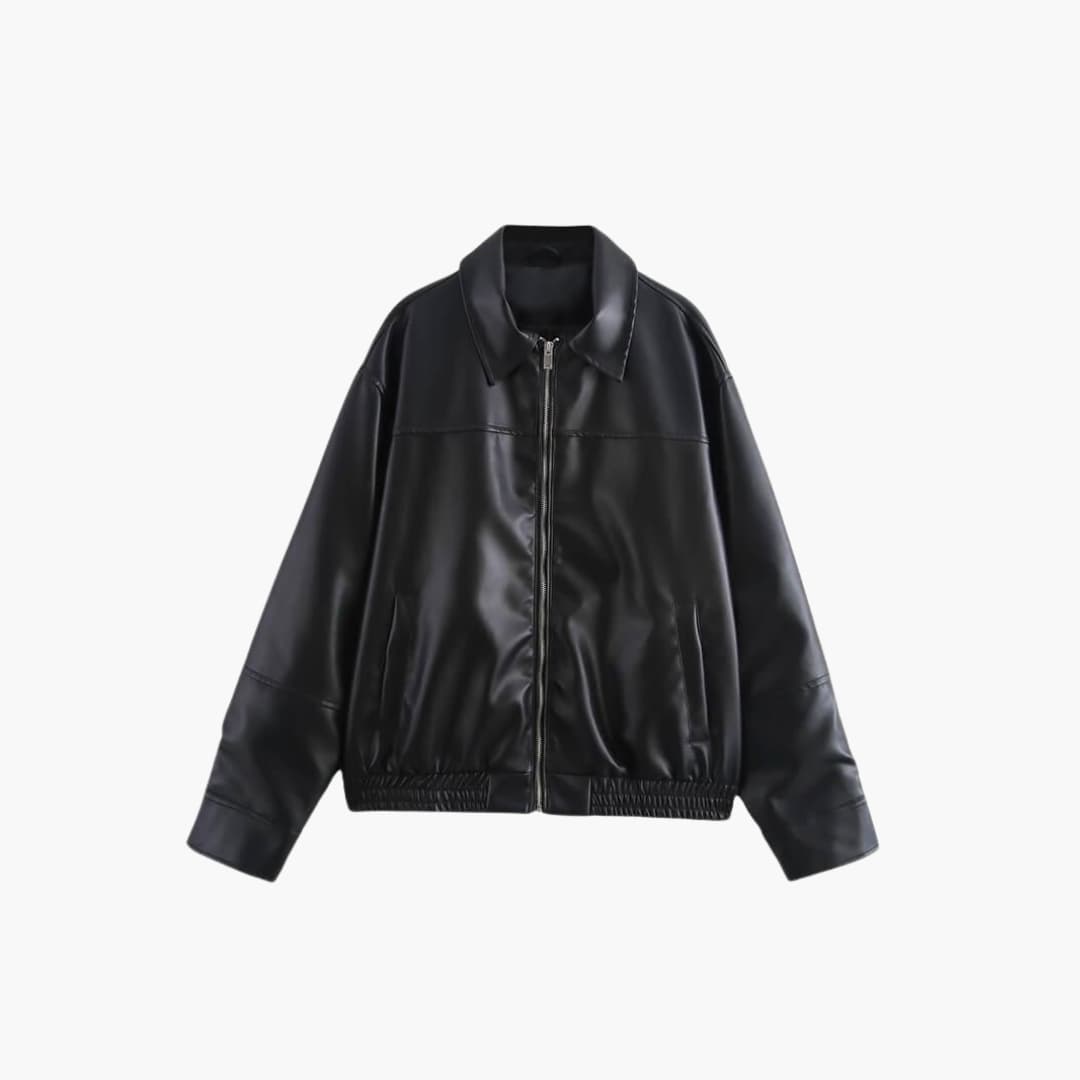 Diane faux leather zip coat - front view