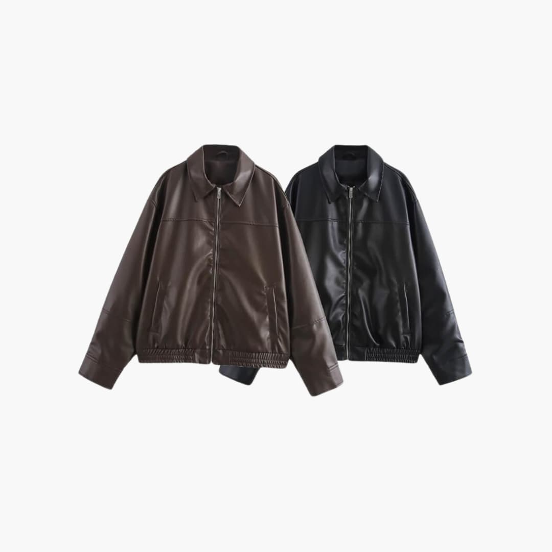 Diane faux leather zip coat - full look