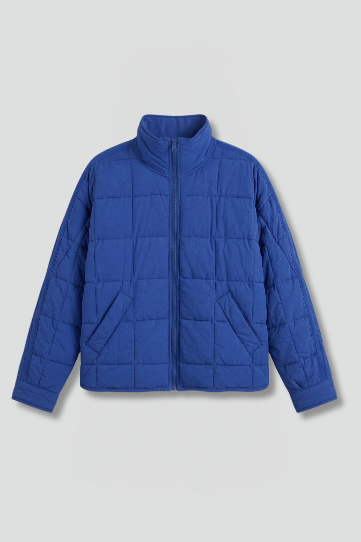 Donatella jacket with zip and quilted surface - front view