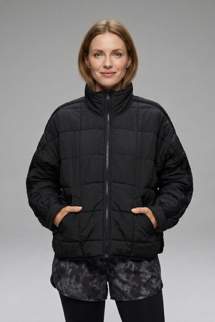 Donatella jacket with zip and quilted surface - styled outfit