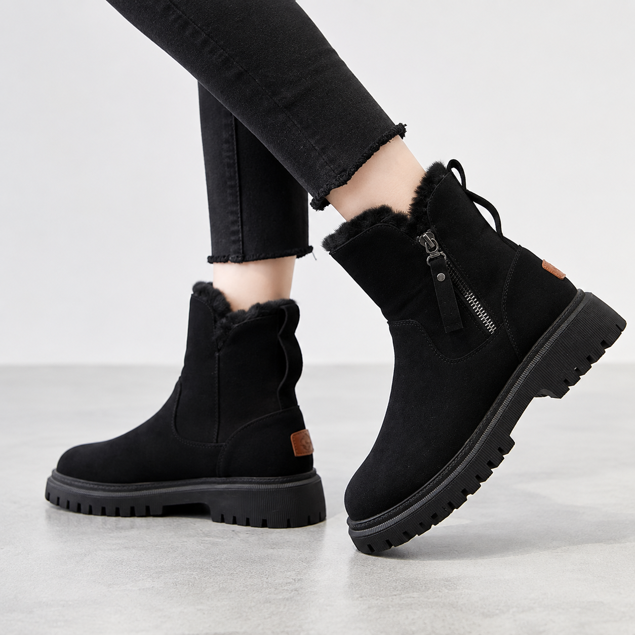 Doris faux fur lined chunky sole ankle boots - side view