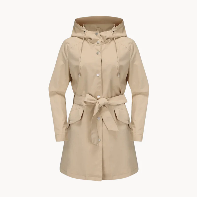 Drusilla belted hooded trench coat, beige