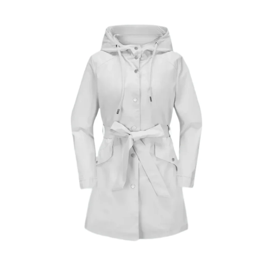 Drusilla belted hooded trench coat, white
