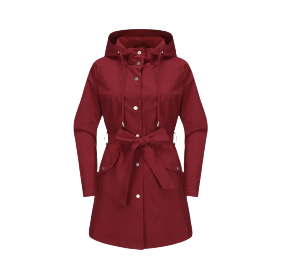 Drusilla belted hooded trench coat, burgundy