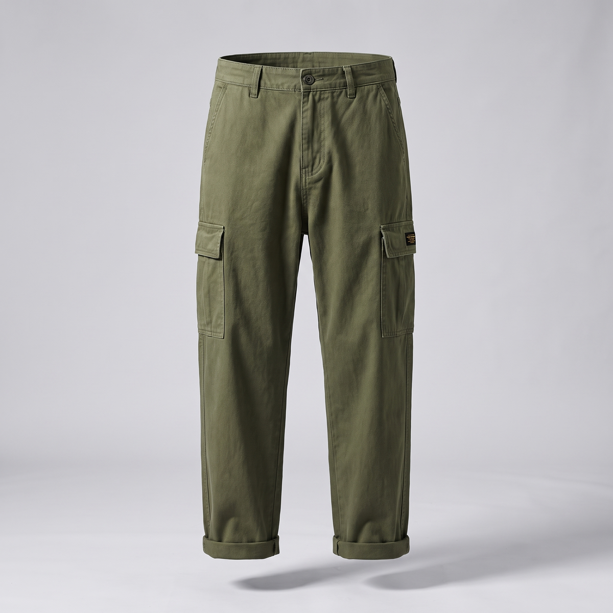 Edmund vintage wash cargo pants, army green