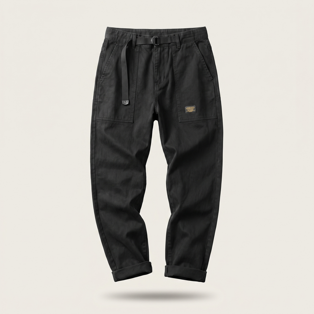 Edmund vintage wash cargo pants, black