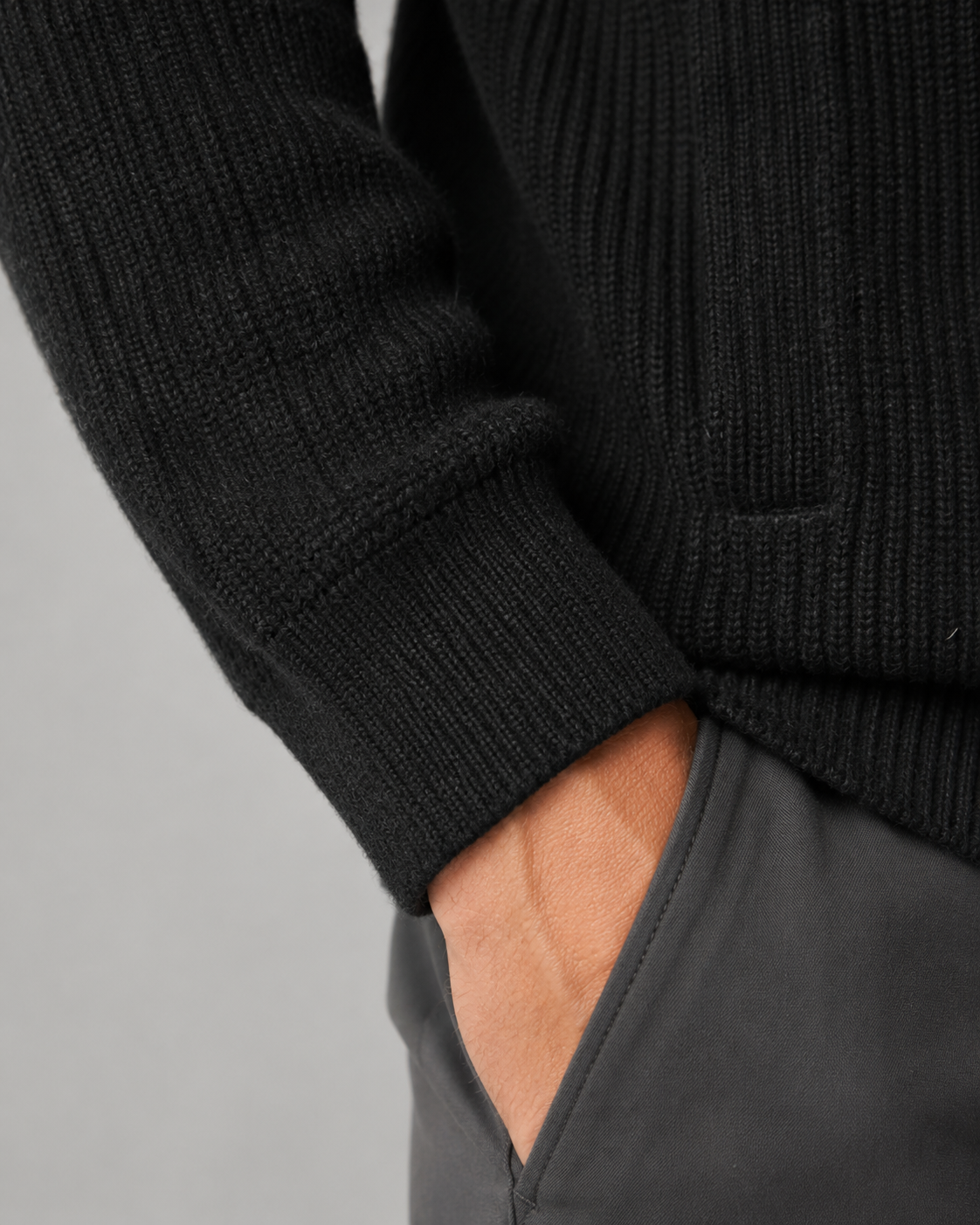 Edward wool quarter zip sweater mock neck - front view 3