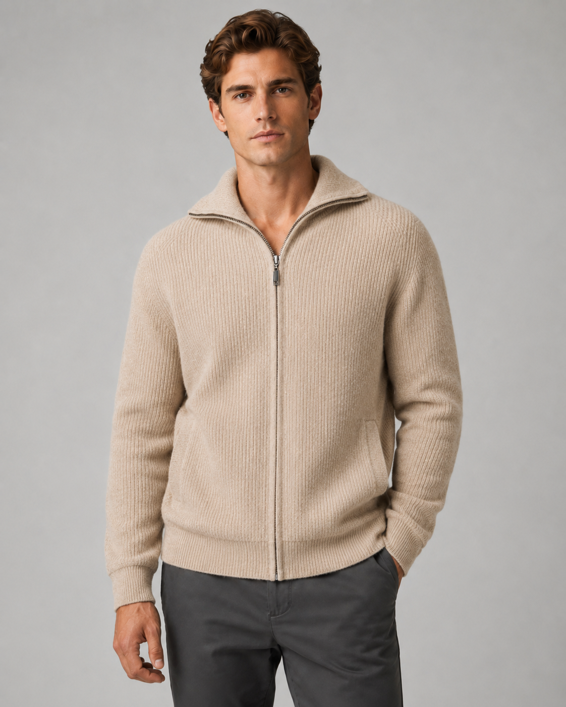 Edward wool quarter zip sweater mock neck - side view