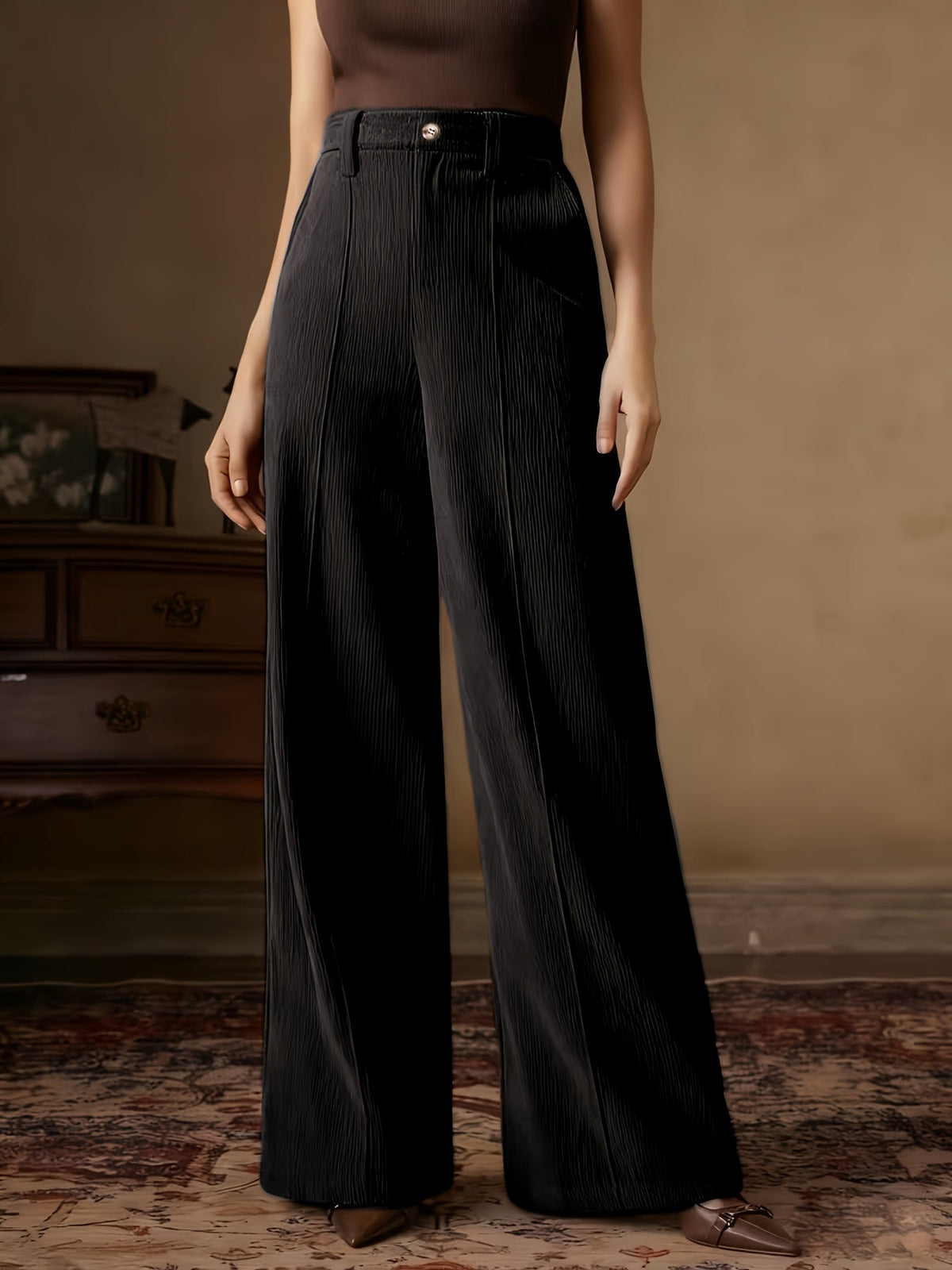 Eleanora | Elegant High-Waisted Wide-Leg Trousers