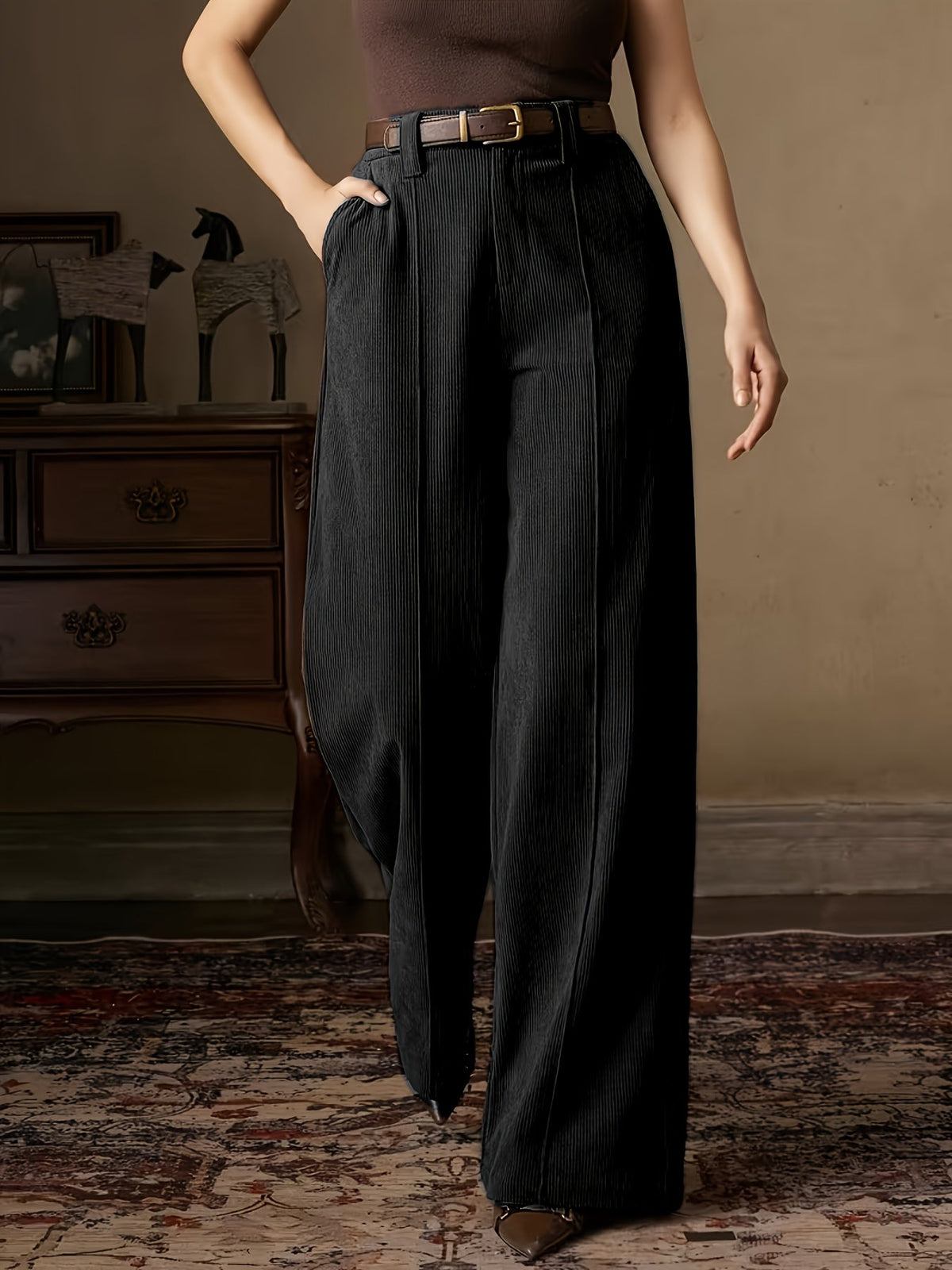 Eleanora | Elegant High-Waisted Wide-Leg Trousers