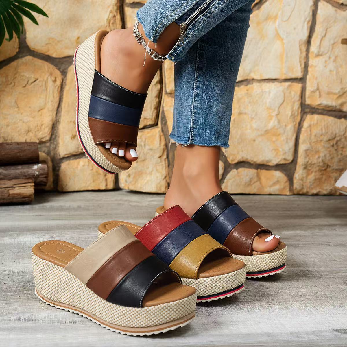 Elena | Platform Espadrille Slide Sandals