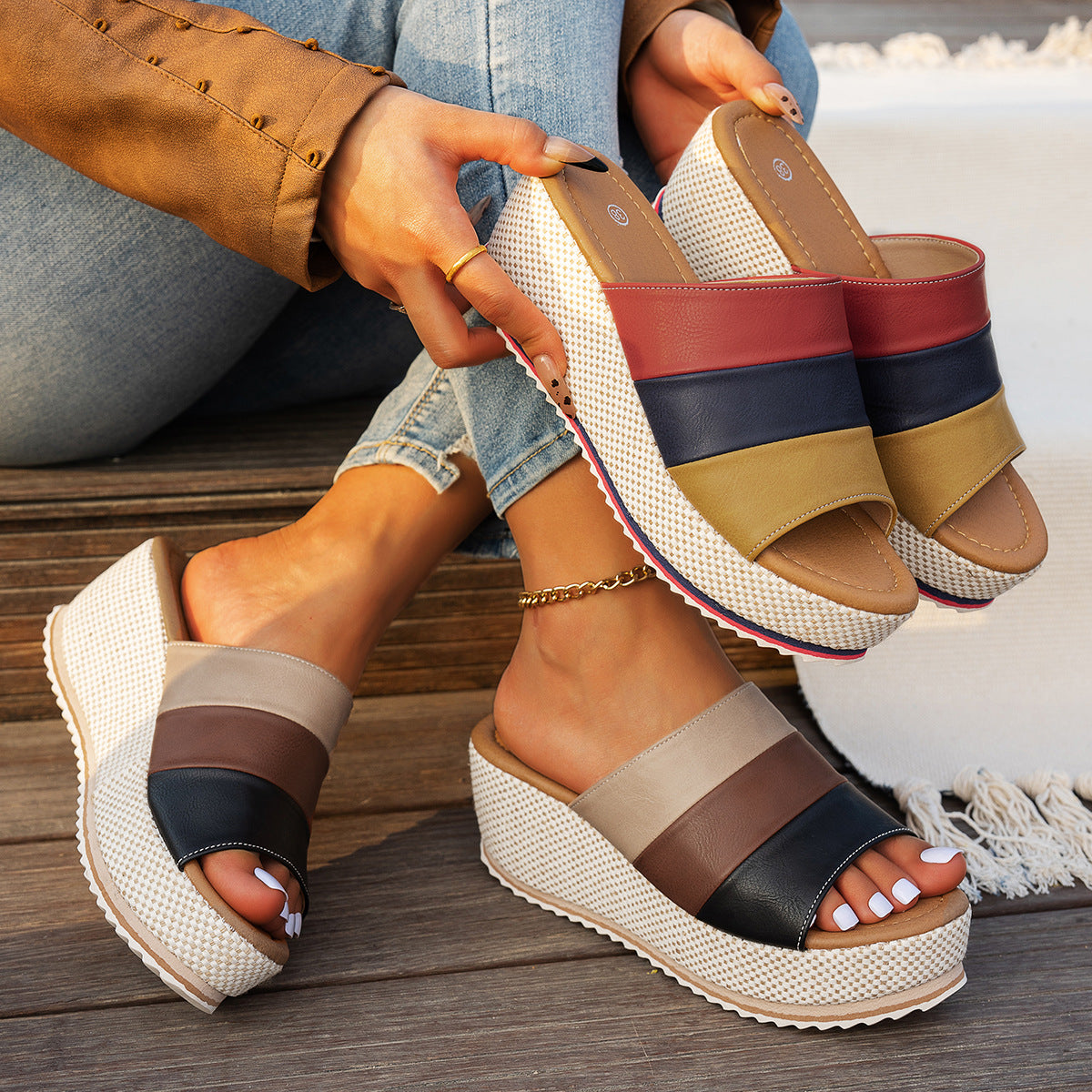 Elena | Platform Espadrille Slide Sandals