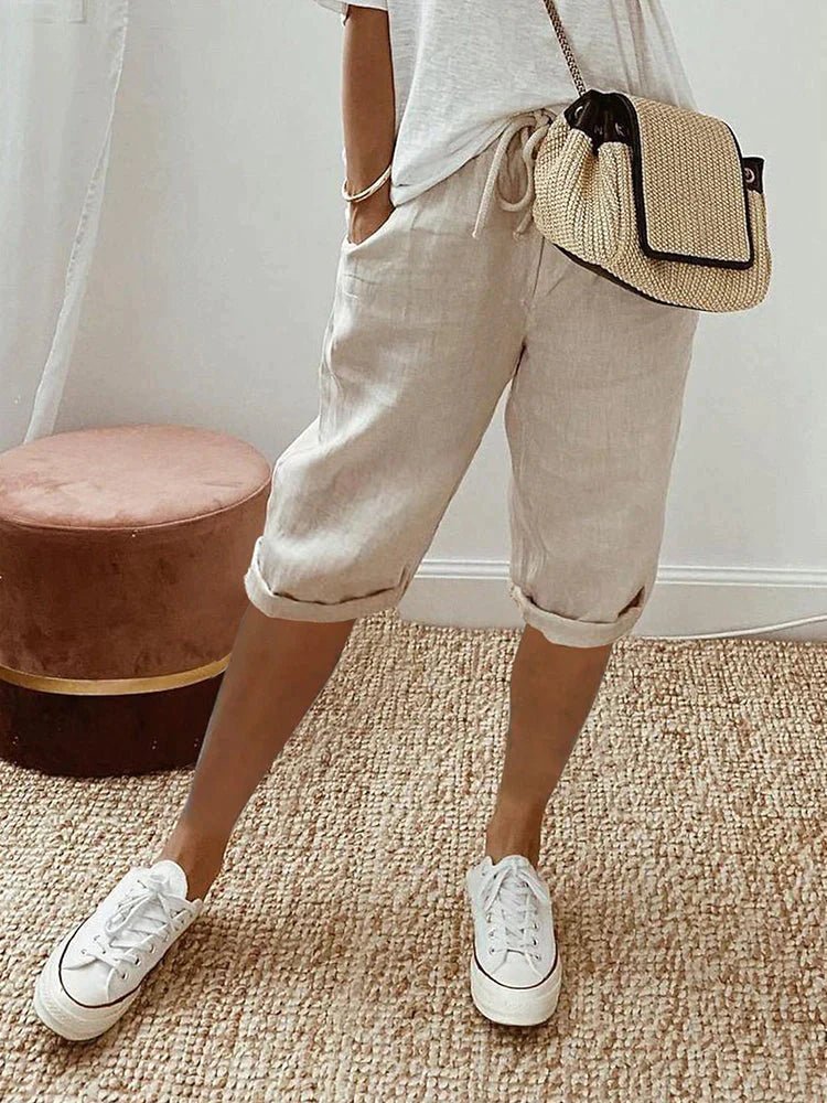 Elise cropped linen trousers - front view