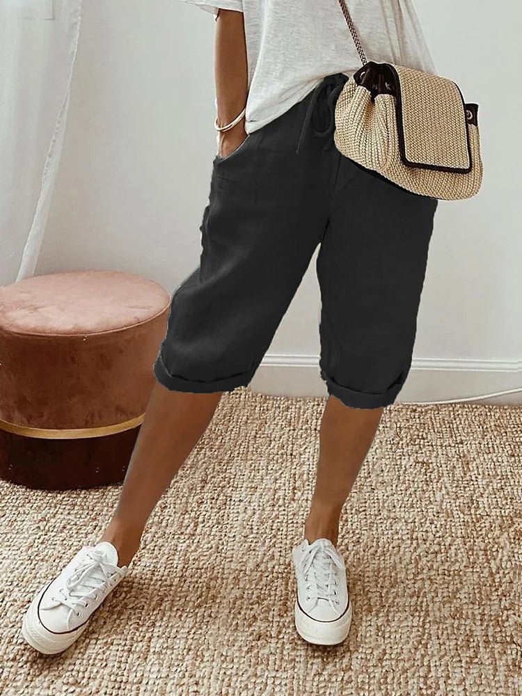 Elise cropped linen trousers - side view