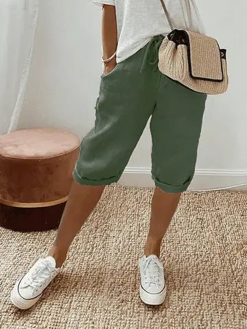 Elise cropped linen trousers - back view