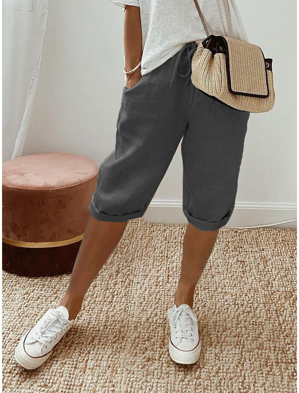 Elise cropped linen trousers - styled outfit