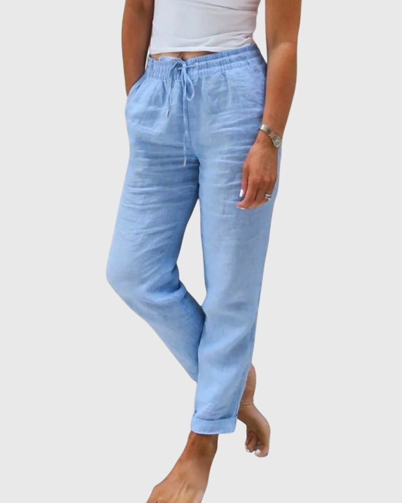 Eliza wide leg elastic waist pants - front view