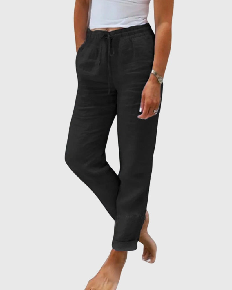 Eliza wide leg elastic waist pants - waistband detail