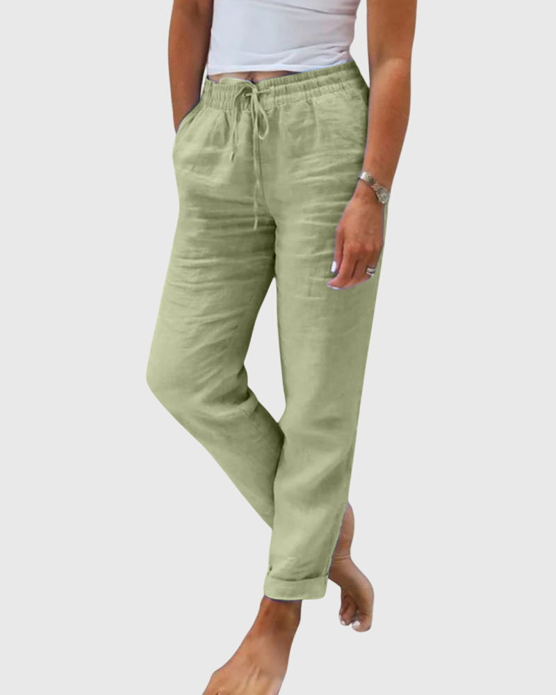 Eliza wide leg elastic waist pants - pocket detail