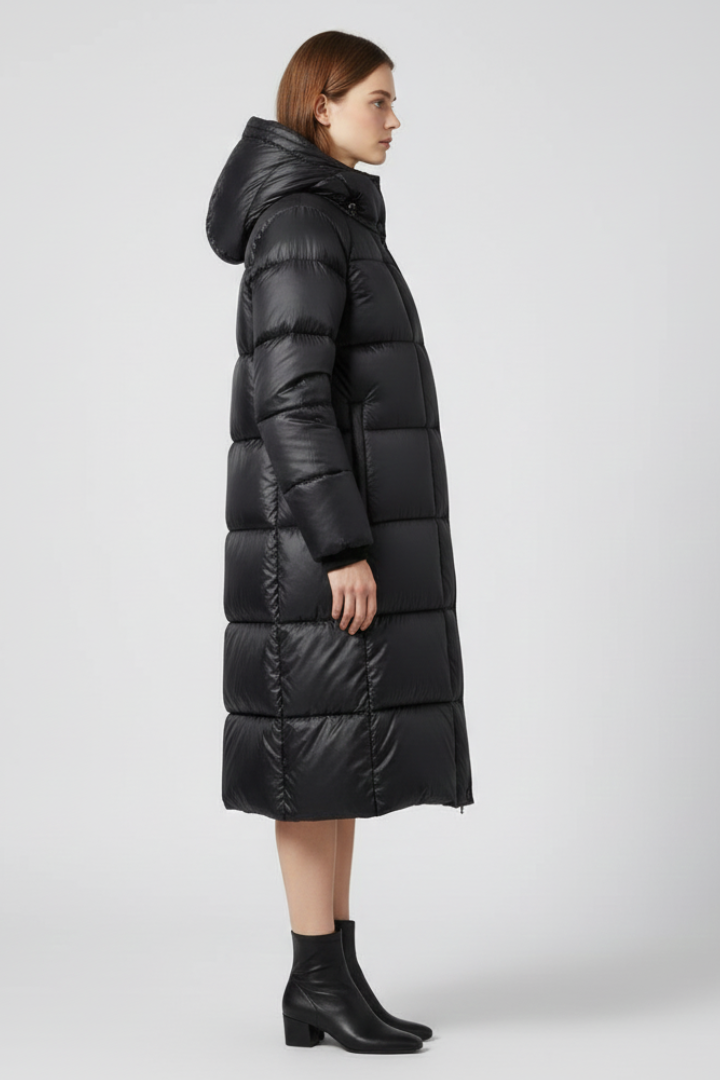 Emanuela down coat with hood - full look