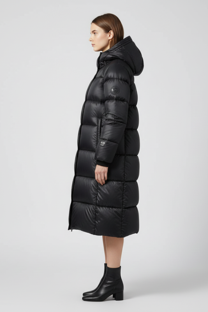 Emanuela down coat with hood - detail view