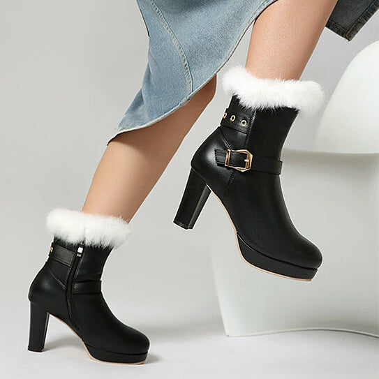 Emberlyn | Fur-Trim High-Heel Boots