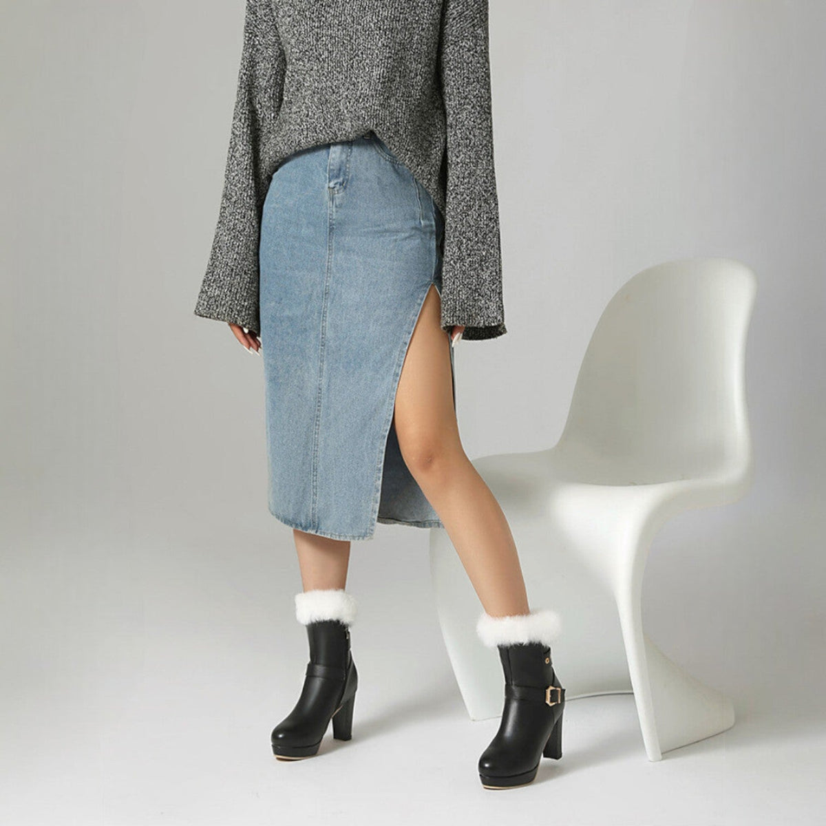 Emberlyn | Fur-Trim High-Heel Boots