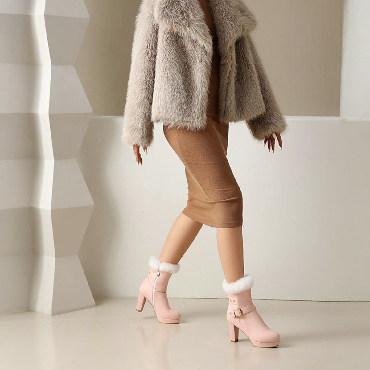 Emberlyn | Fur-Trim High-Heel Boots