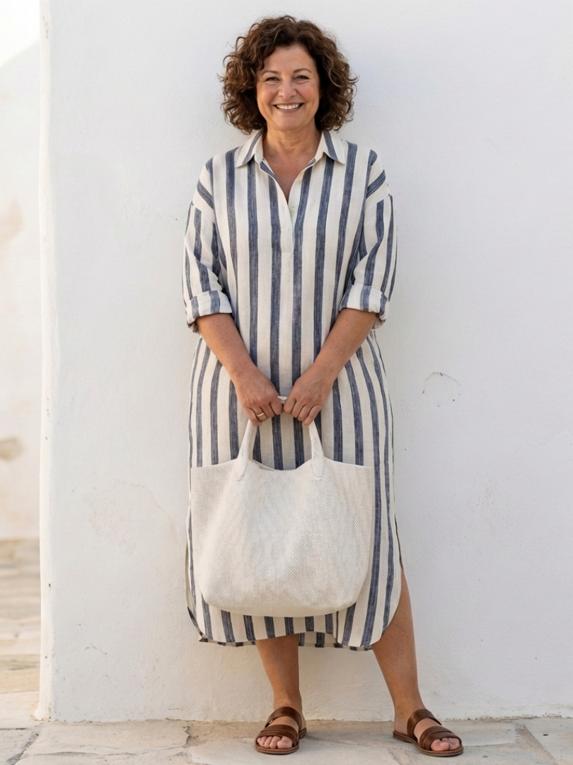 Emilia | Women's Striped Midi Shirt Dress