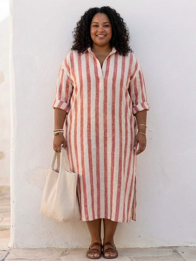 Emilia | Women's Striped Midi Shirt Dress