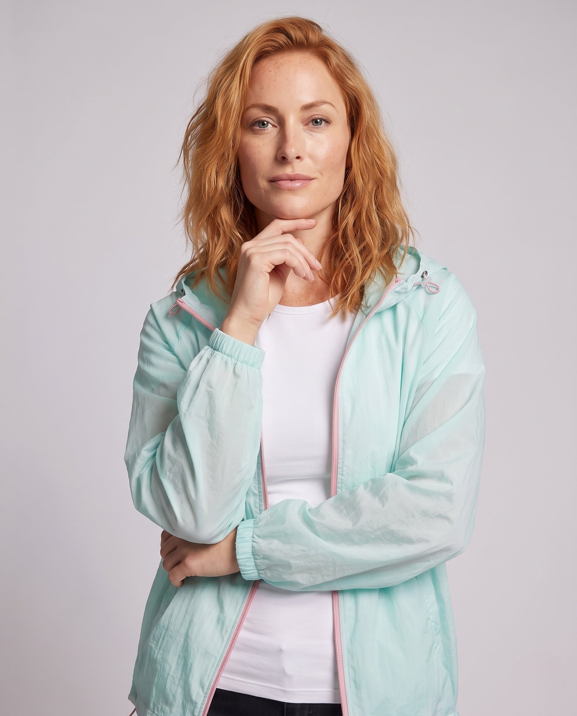 Emma hooded ultralight windbreaker - upper body detail