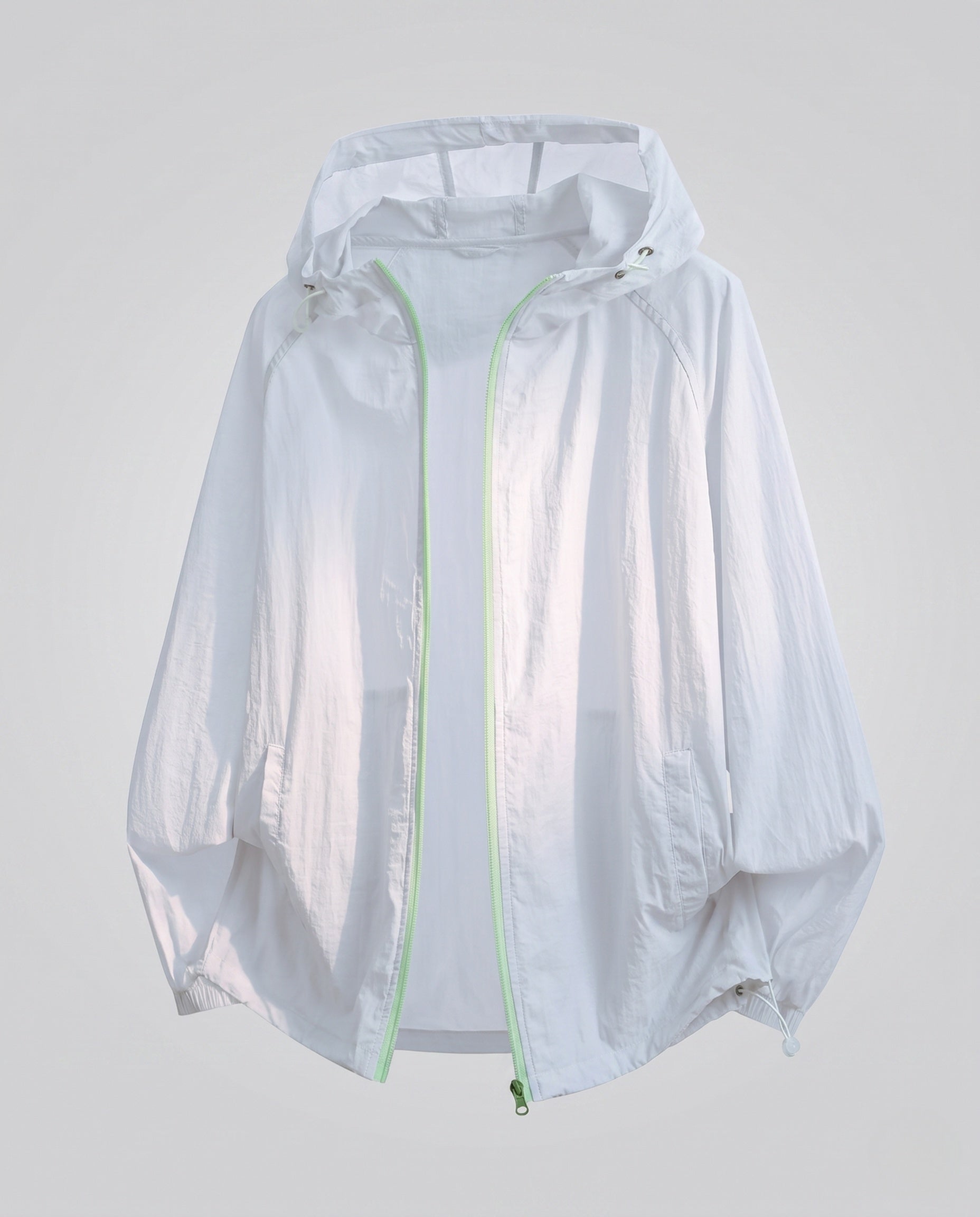 Emma hooded ultralight windbreaker - color Moonlight Blue with Green
