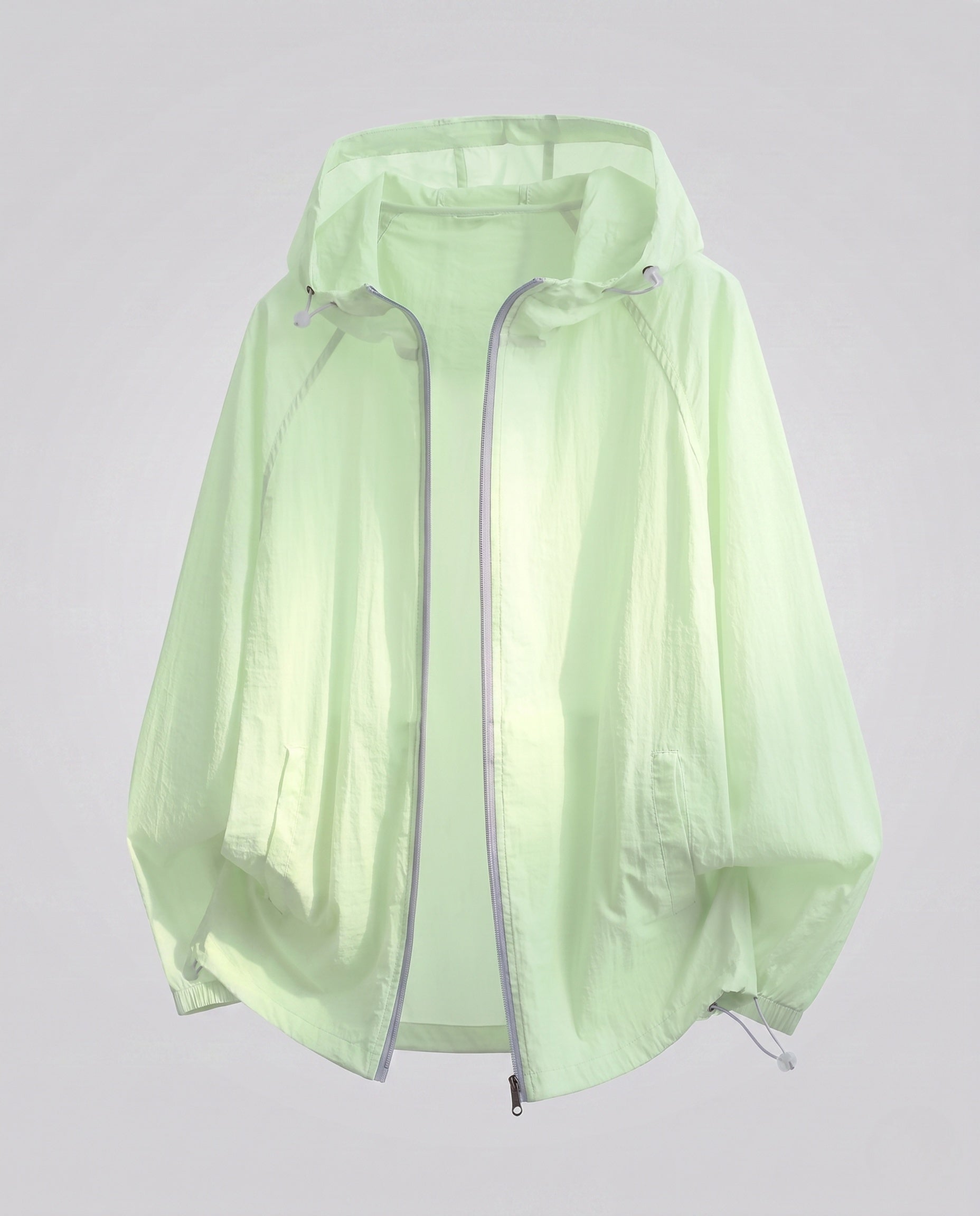 Emma hooded ultralight windbreaker - color Light Green with Violet
