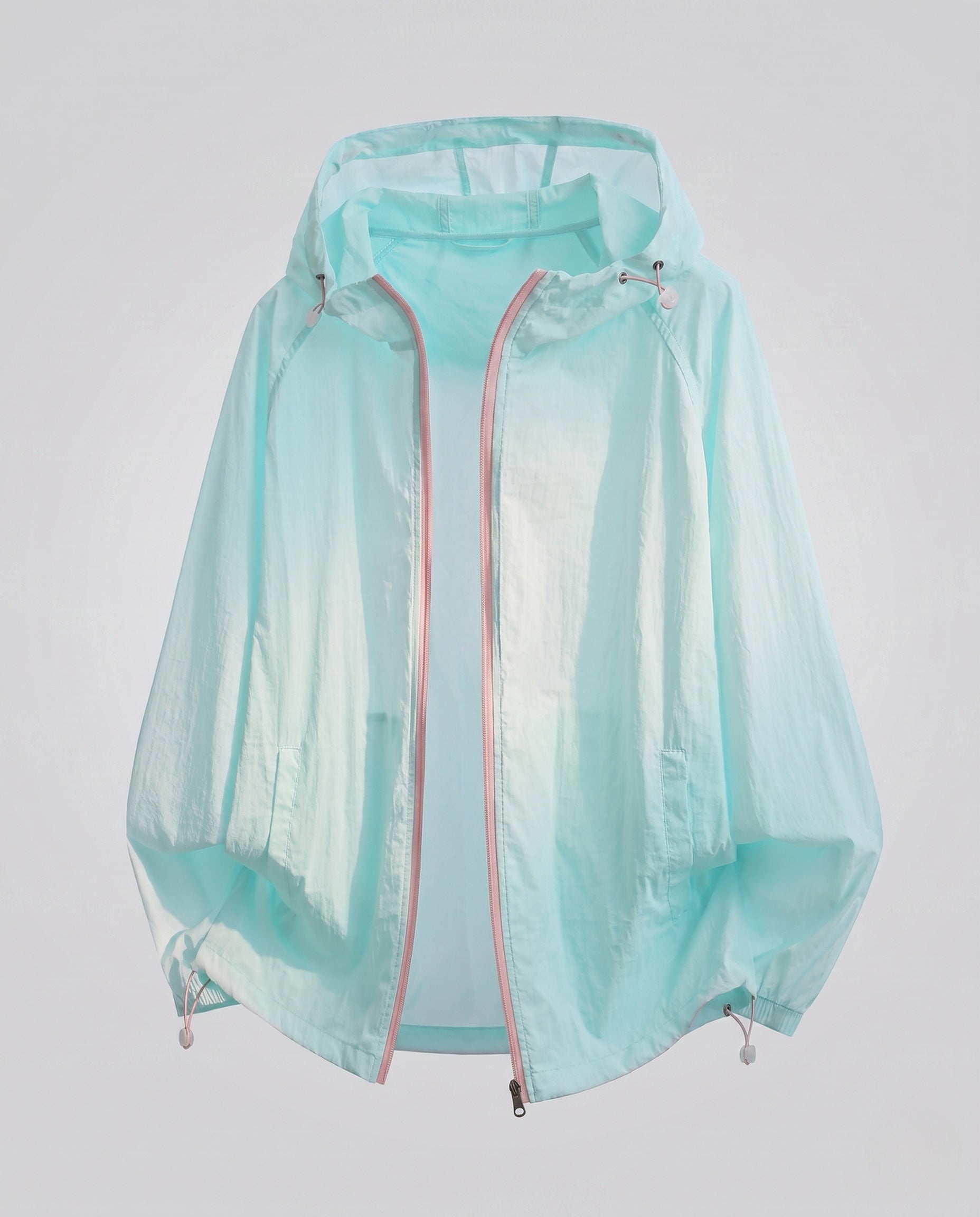 Emma hooded ultralight windbreaker - color Light Blue with Pink