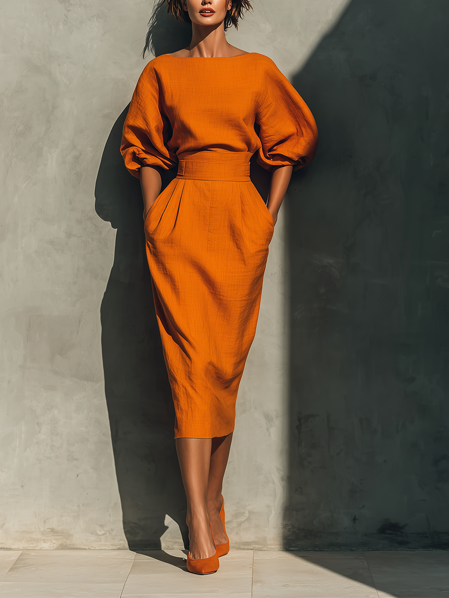 Erica | Boat Neck Midi Dress