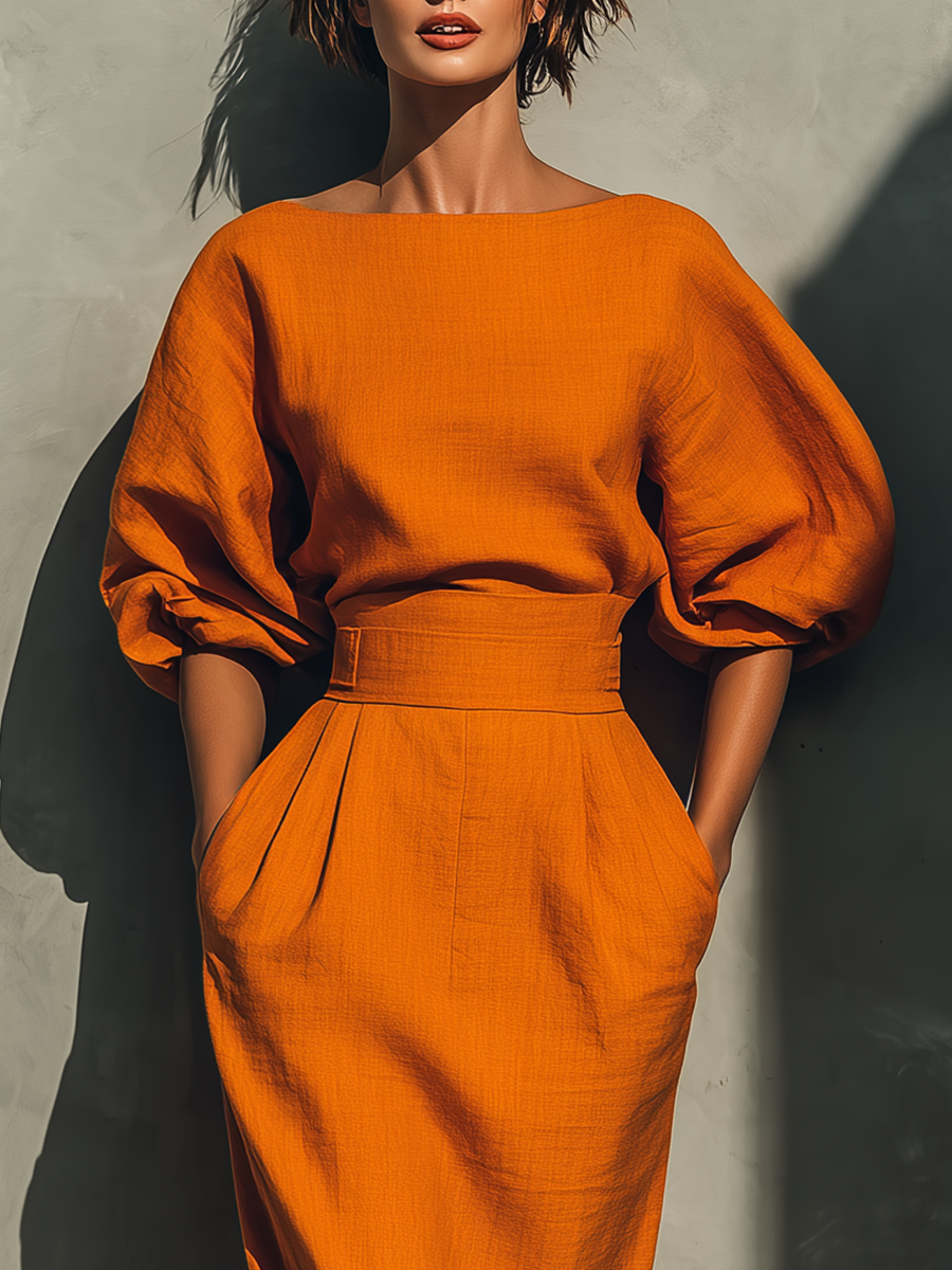 Erica | Boat Neck Midi Dress